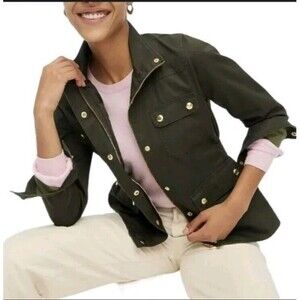 J. Crew Mercantile Downtown Field Jacket Green Utility Coat M Medium Petite $128
